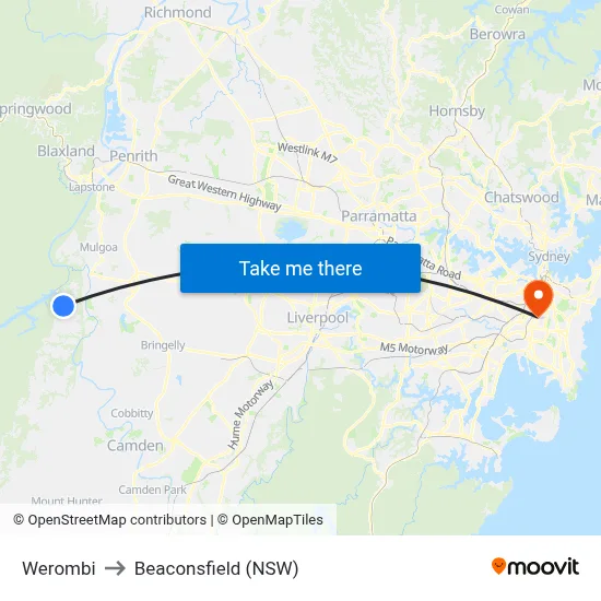 Werombi to Beaconsfield (NSW) map