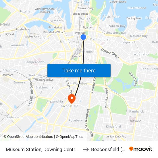 Museum Station, Downing Centre, Stand E to Beaconsfield (NSW) map