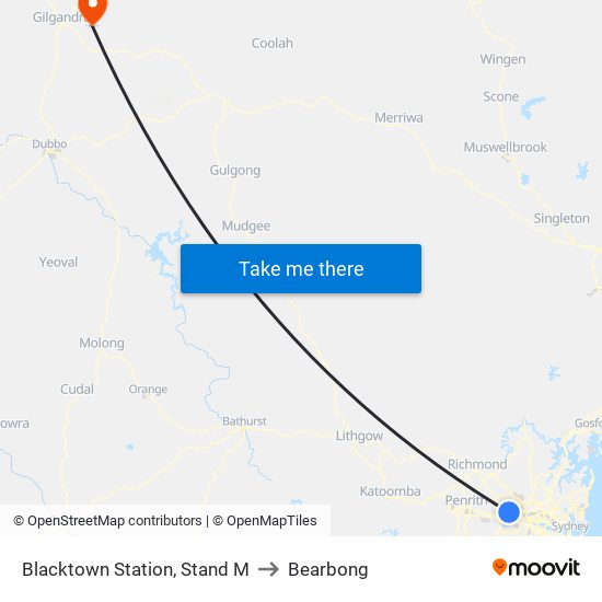 Blacktown Station, Stand M to Bearbong map