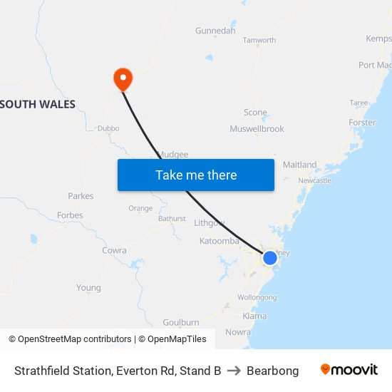 Strathfield Station, Everton Rd, Stand B to Bearbong map