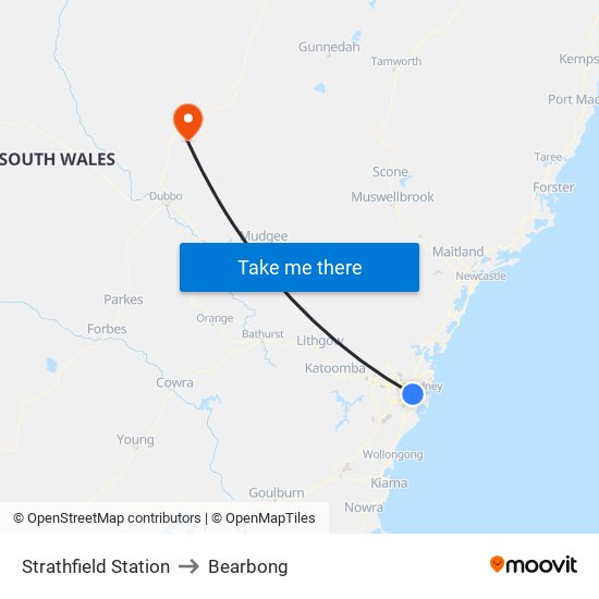 Strathfield Station to Bearbong map