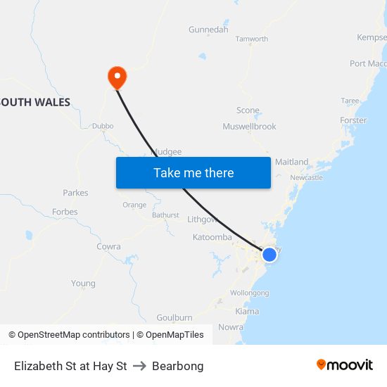 Elizabeth St at Hay St to Bearbong map