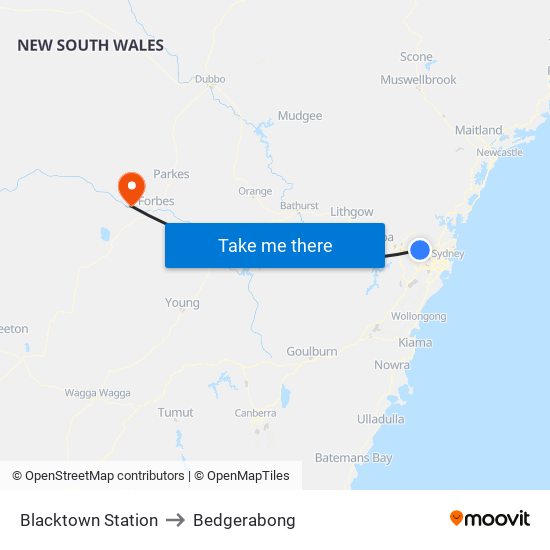 Blacktown Station to Bedgerabong map