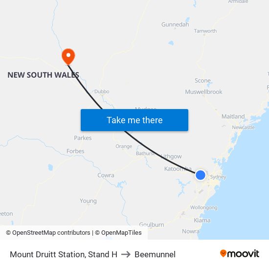 Mount Druitt Station, Stand H to Beemunnel map