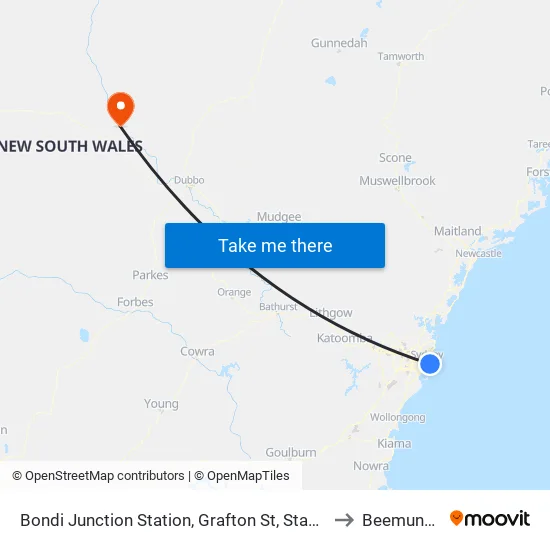 Bondi Junction Station, Grafton St, Stand R to Beemunnel map