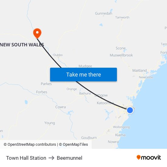 Town Hall Station to Beemunnel map