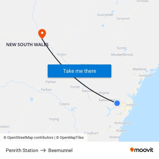 Penrith Station to Beemunnel map