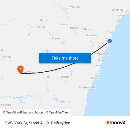 QVB, York St, Stand A to Belfrayden map