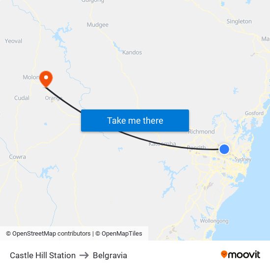 Castle Hill Station to Belgravia map