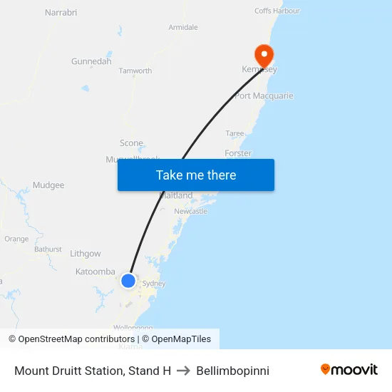 Mount Druitt Station, Stand H to Bellimbopinni map