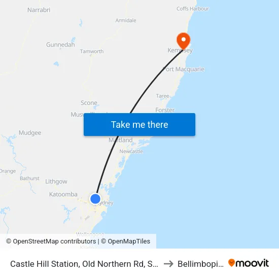 Castle Hill Station, Old Northern Rd, Stand C to Bellimbopinni map
