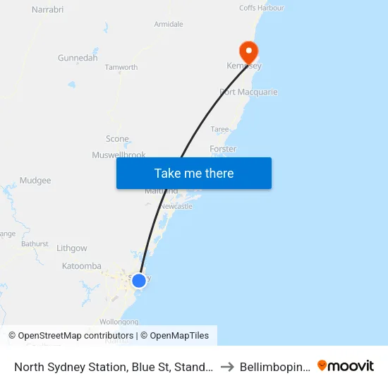 North Sydney Station, Blue St, Stand D to Bellimbopinni map