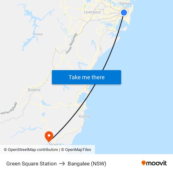 Green Square Station to Bangalee (NSW) map