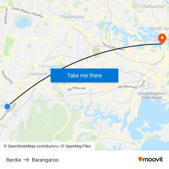 Bardia to Barangaroo map