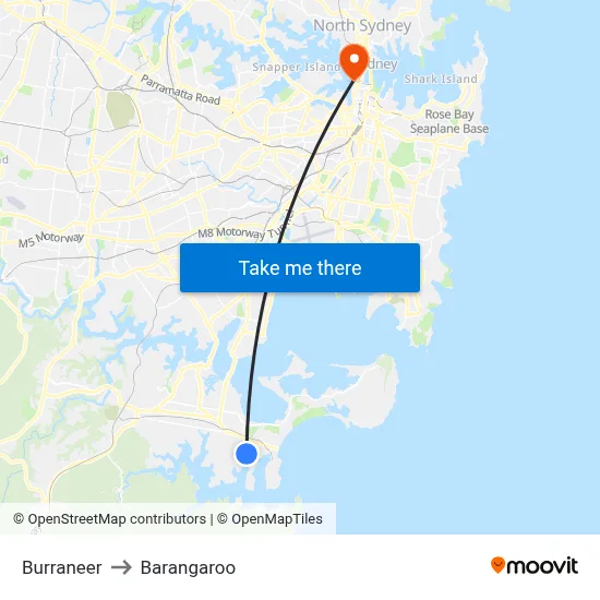 Burraneer to Barangaroo map