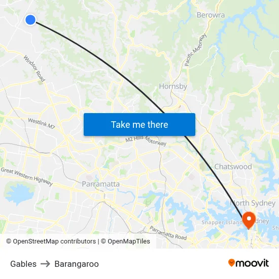 Gables to Barangaroo map