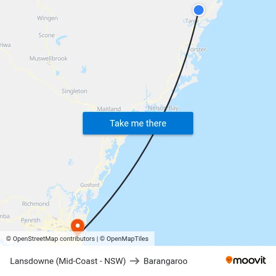 Lansdowne (Mid-Coast - NSW) to Barangaroo map