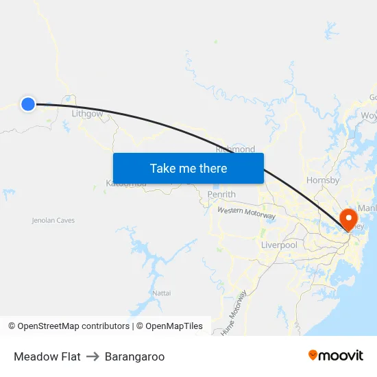 Meadow Flat to Barangaroo map