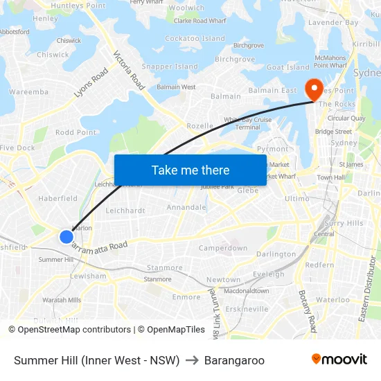 Summer Hill (Inner West - NSW) to Barangaroo map