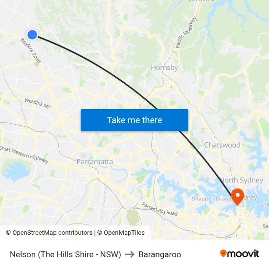 Nelson (The Hills Shire - NSW) to Barangaroo map
