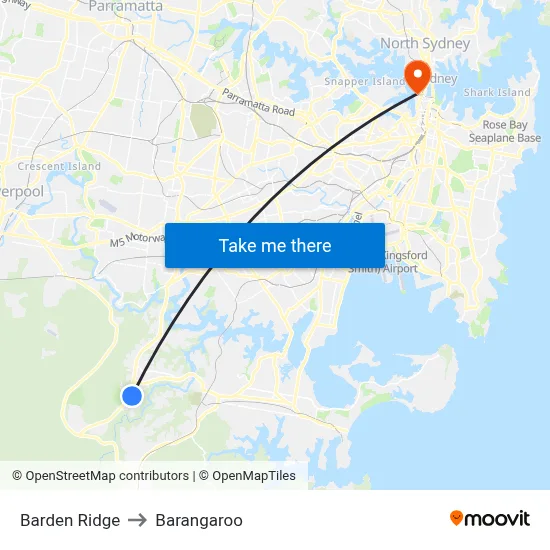 Barden Ridge to Barangaroo map