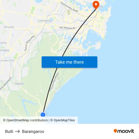 Bulli to Barangaroo map