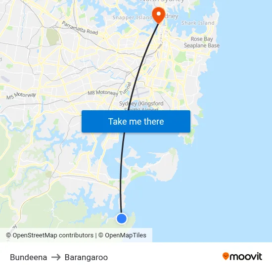 Bundeena to Barangaroo map