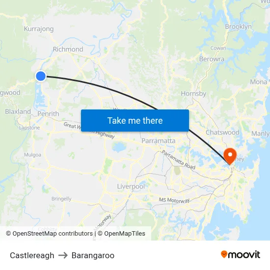 Castlereagh to Barangaroo map