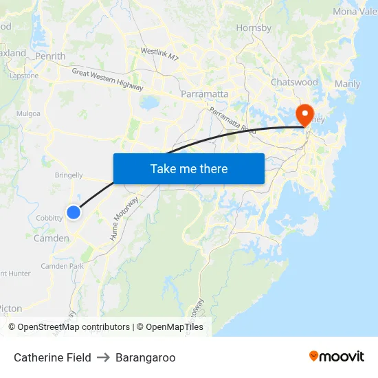 Catherine Field to Barangaroo map