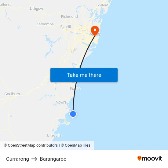 Currarong to Barangaroo map