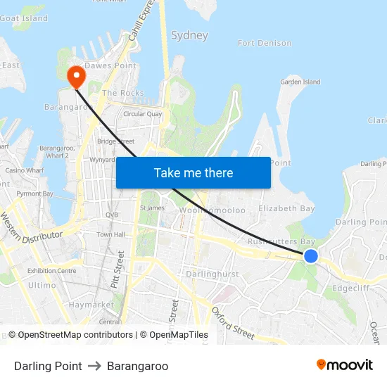Darling Point to Barangaroo map