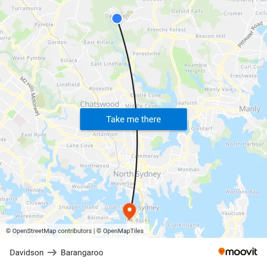 Davidson to Barangaroo map