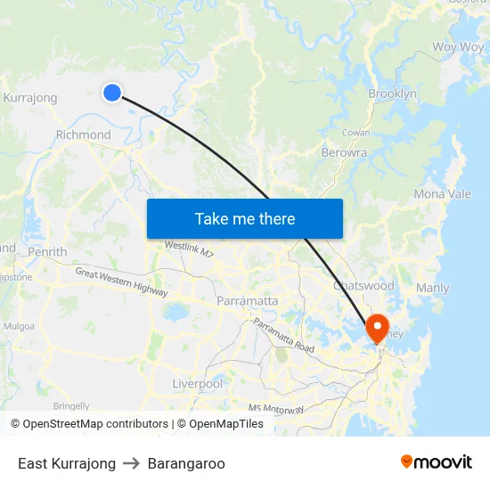 East Kurrajong to Barangaroo map
