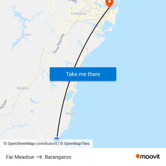 Far Meadow to Barangaroo map