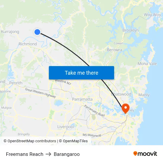 Freemans Reach to Barangaroo map