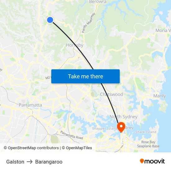 Galston to Barangaroo map