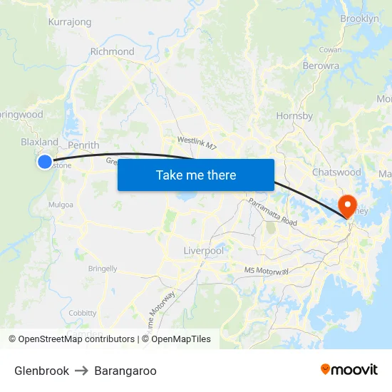 Glenbrook to Barangaroo map