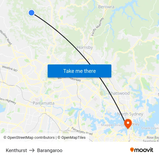 Kenthurst to Barangaroo map
