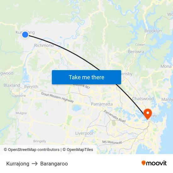 Kurrajong to Barangaroo map