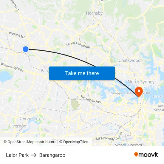 Lalor Park to Barangaroo map