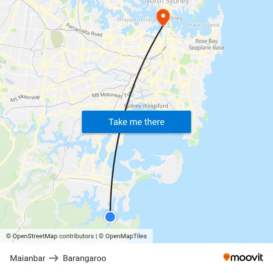 Maianbar to Barangaroo map
