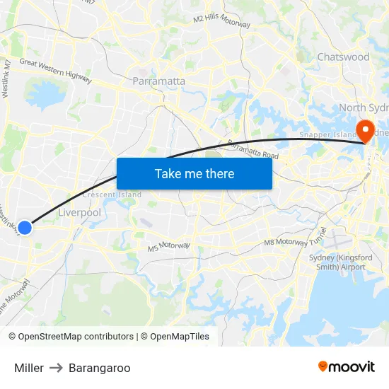 Miller to Barangaroo map