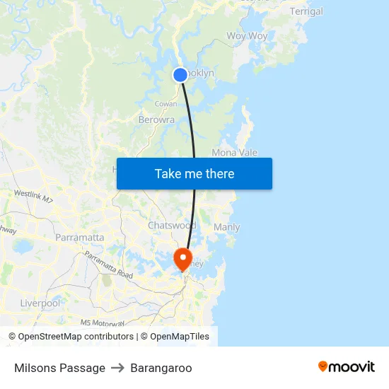 Milsons Passage to Barangaroo map