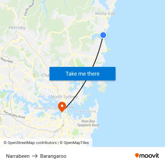 Narrabeen to Barangaroo map