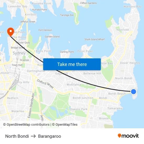 North Bondi to Barangaroo map