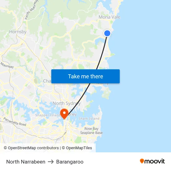 North Narrabeen to Barangaroo map