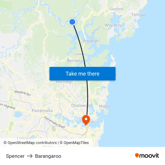Spencer to Barangaroo map