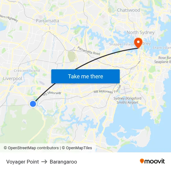 Voyager Point to Barangaroo map