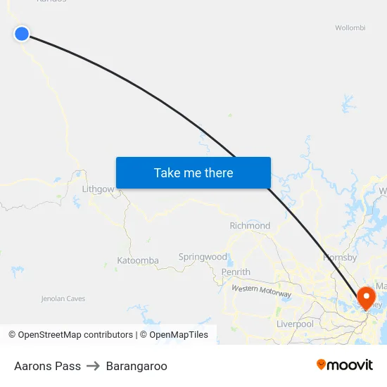 Aarons Pass to Barangaroo map