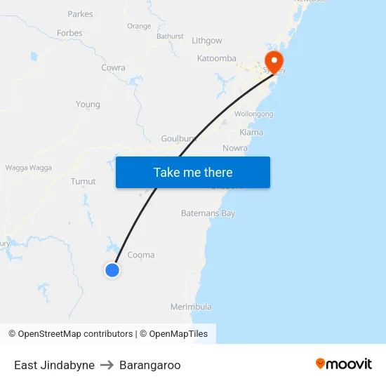 East Jindabyne to Barangaroo map
